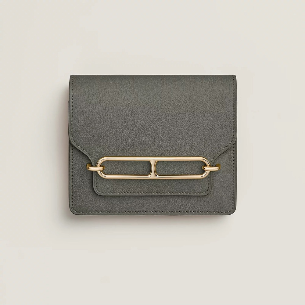 🆕 Hermes Roulis Slim Wallet Gris Meyer Permabrass